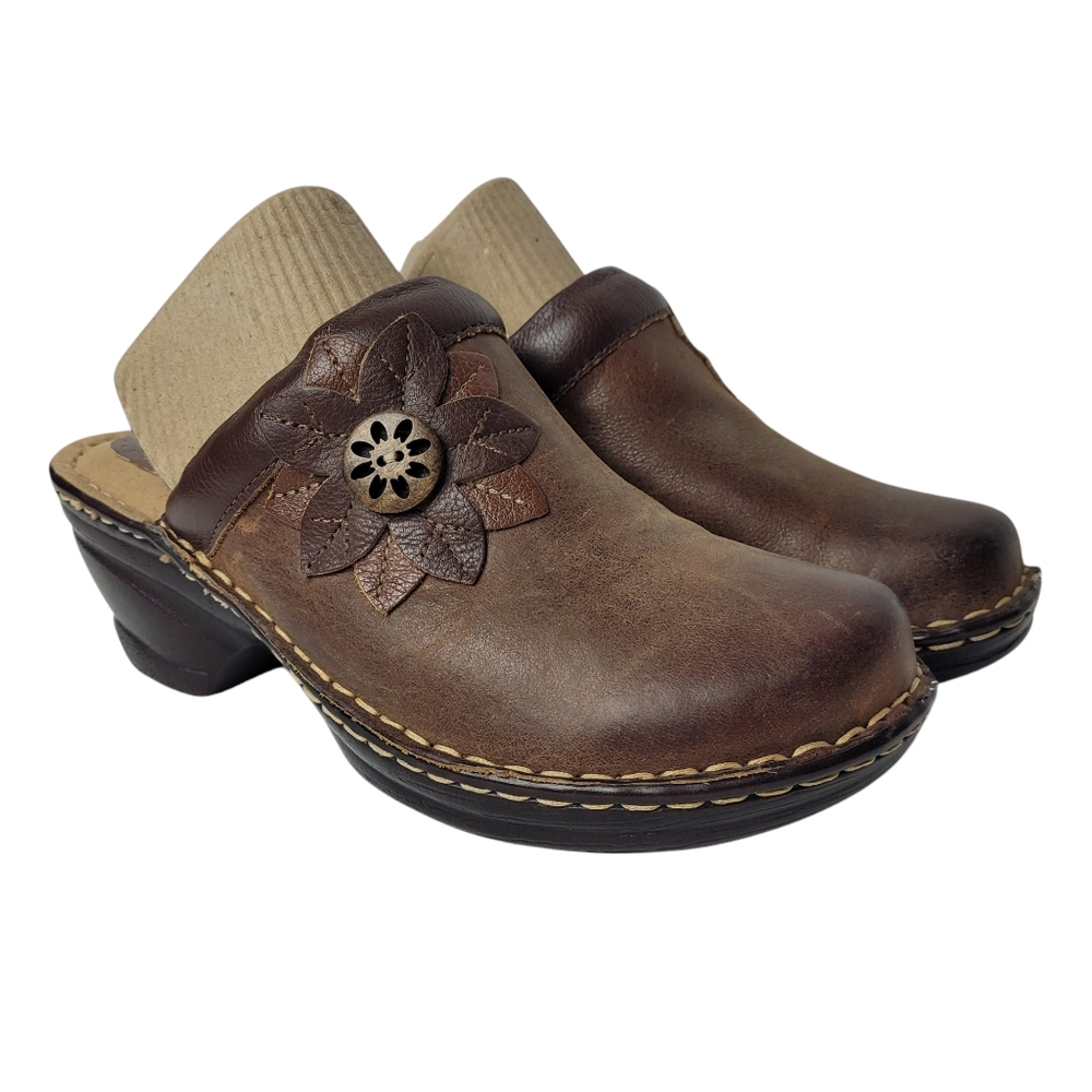 Softspots Brown Leather Clogs‎ Slip On Comfort Shoes Womens Size 7.5